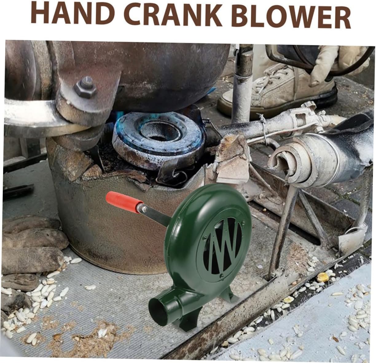 Toyvian Air Fire Blower for Outdoor Cooking Handheld Manual Fan for Bbq Camping and Grilling Lightweight Portable Hand Crank Blower for Picnic and Popcorn Making