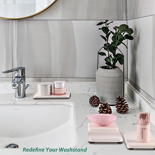 Miniatura 7 de Juego de 4 posavasos de diatomita absorbentes de agua, jabonera de cocina de tierra de diatomeas, bandejas de baño, piedra absorbente de agua