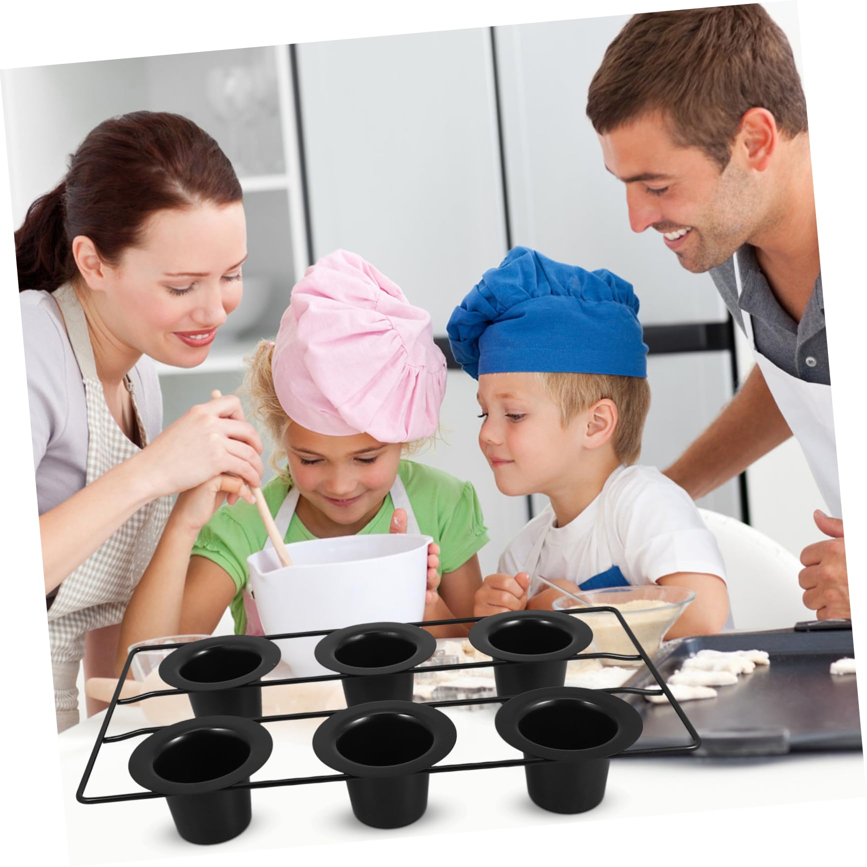 Moule à Muffins et Cupcakes en Acier au Carbone Noir 6 Cavités