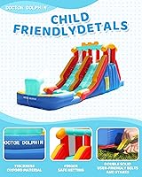 Vista 21 de Doctor Dolphin Castillo inflable de salto con túneles para niños pequeños de 3 a 8 años