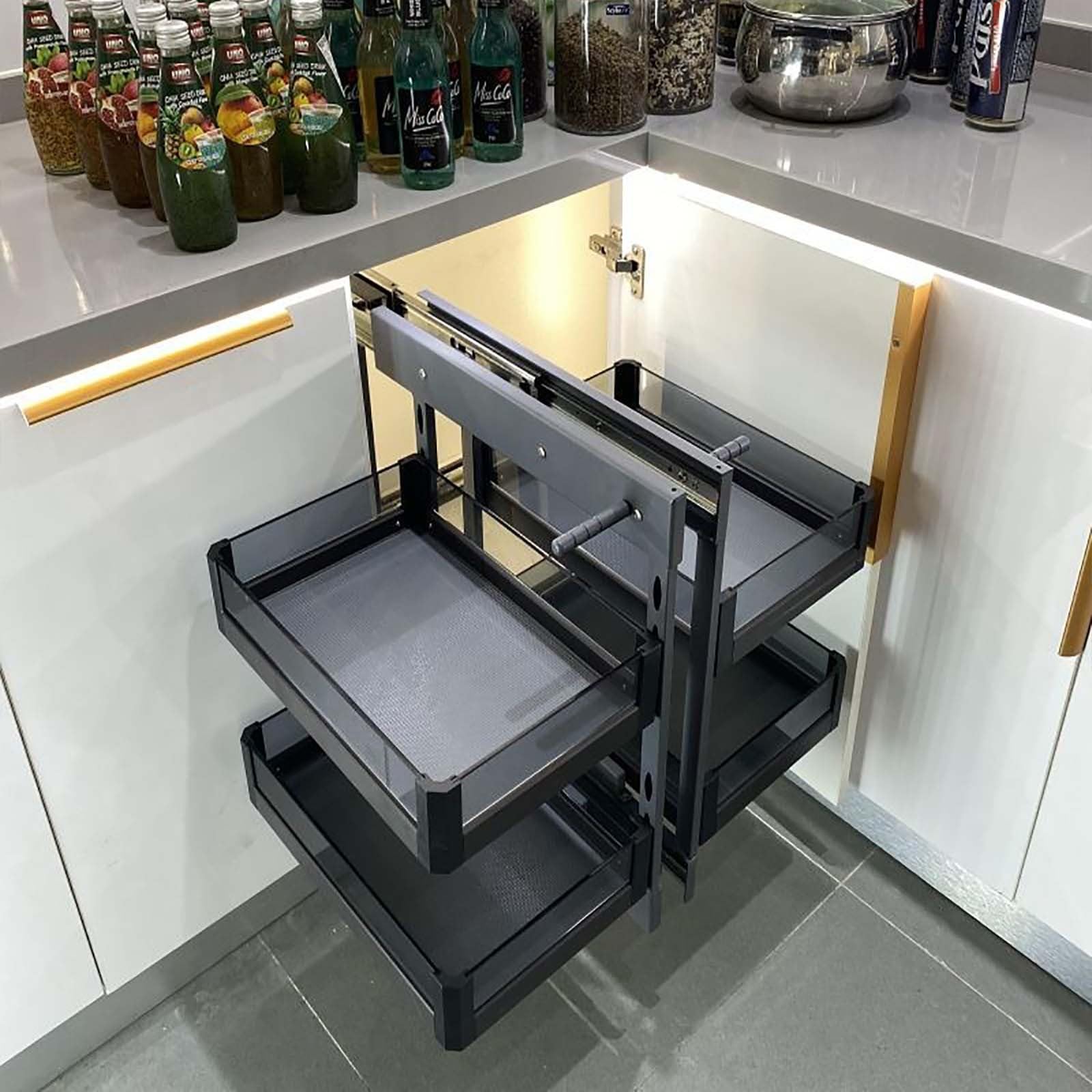 Cassetti portaoggetti da cucina a 2 ripiani, organizer estraibile per mobiletto ad angolo cieco, organizer per mobiletto da cucina scorrevole per impieghi gravosi a 4 ripiani 800