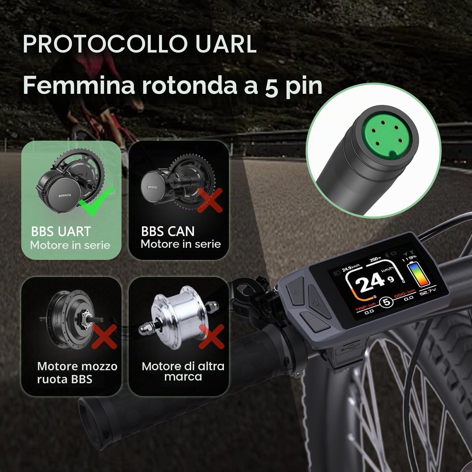 EKD01 Display per BAFANG Motor Kits con Protocollo UART