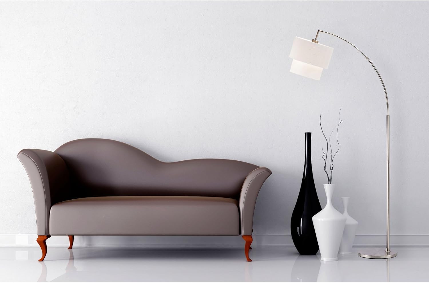 Adesso 3029-12 Gala Floor Lamp, 66-71 in, 150W Incandescent/CFL, Brushed Steel, 1 Arc Lamp