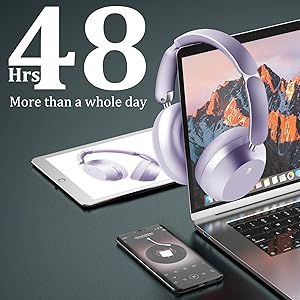 Wentronic Y04 Bluetooth Headphones Active Noise Cancelling Wireless Over Ear Headsets 48 Hours Playtime High Sound Quality Foldable Earphones with Soft Ear Cushion for Travel - Purple