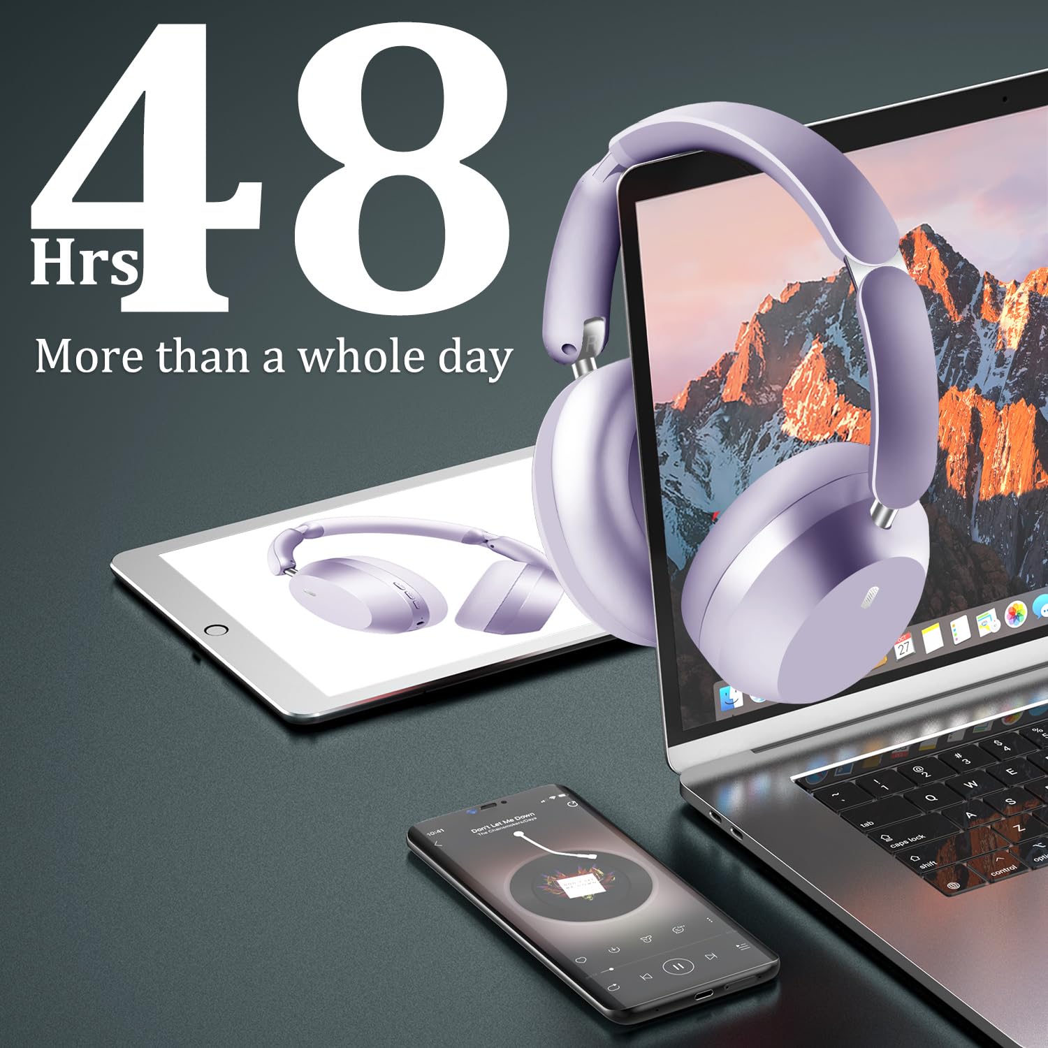 Wentronic Y04 - Cuffie over-ear wireless Bluetooth 5.3 con cancellazione attiva del rumore e suono ad alta risoluzione, 48 ore di riproduzione, morbidi padiglioni auricolari - viaggi, ufficio e casa