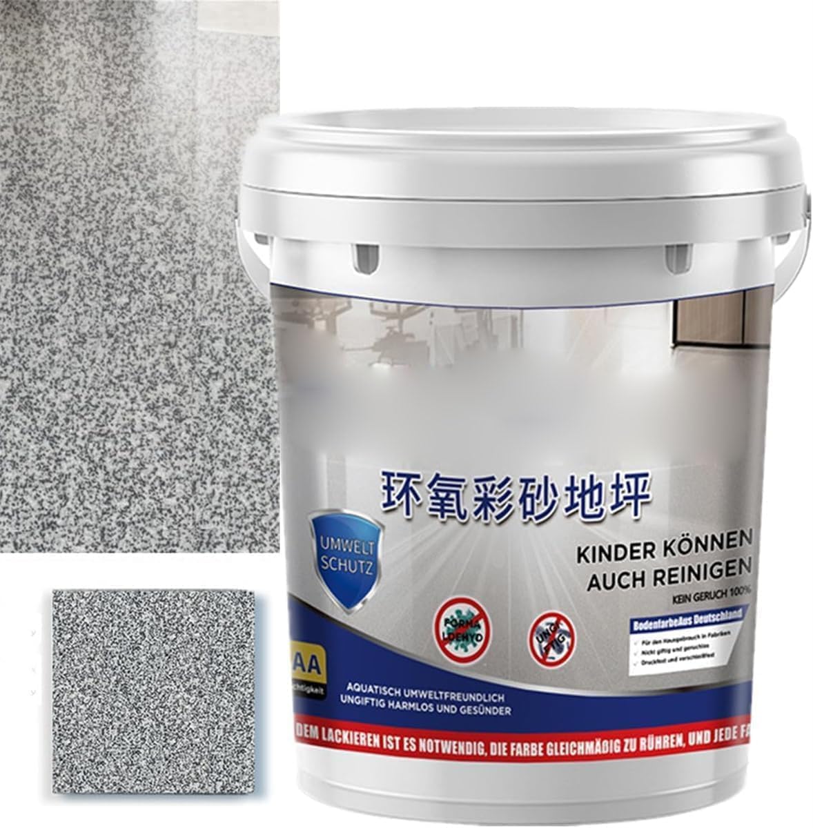 Peinture de sol couleur sable époxy, revêtement de sol époxy effet marbre brillant, peinture époxy imperméable à base d'eau (gris foncé)