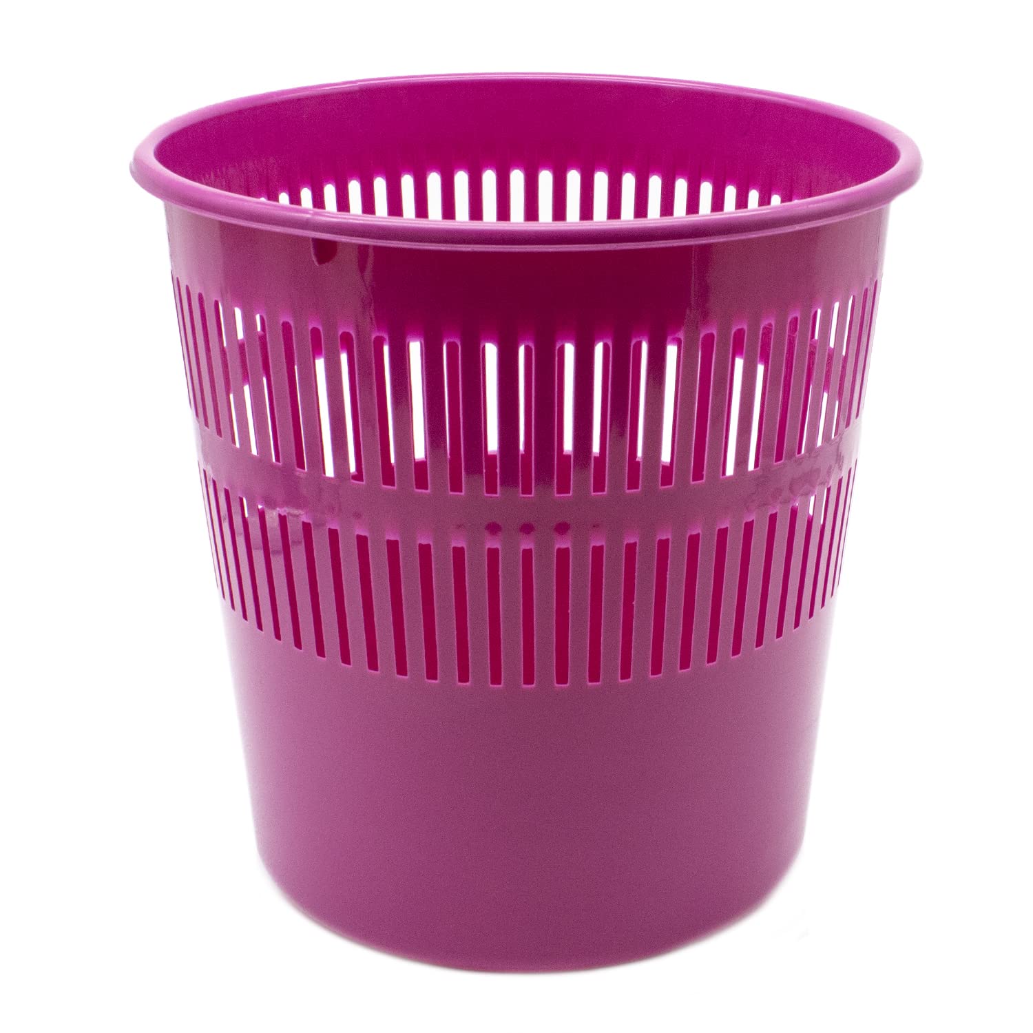 CABLEPELADO Papelera rejilla plastico, Cubo de reciclar, Cesta de basura, Papelera de plástico, Papelera escritorio, Papelera oficina, 28 cm alto x 27.5 cm diámetro, Capacidad 12 Litros, Rosa