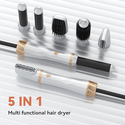 Miniatura 8 de Cepillo secador de pelo 5 en 1, cepillo secador de pelo de 110 a 120 V, secado rápido y 3 cepillos de aire caliente de temperaturas ajustables,