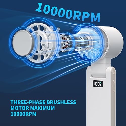 Miniatura 2 de OTPEIR Ventilador turbo portátil de mano con tecnología de enfriamiento, pantalla digital, control de 100 velocidades, ventilador personal