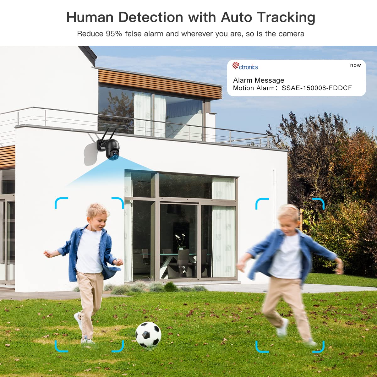 Ctronics 2K 3MP PTZ Überwachungskamera, WiFi, Außen, IP-Kamera | Menschliche Erkennung, Automatische Verfolgung, Bidirektionales Audio, Wasserdicht, IP66, Unterstützt P2P Slot (Schwarz)