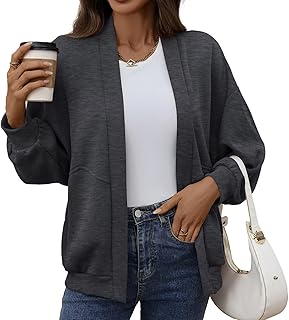Women's Oversized Cardigan Loose Lightweight Open Front Sweatshirt Casual Long Sleeve Athletic Jackets