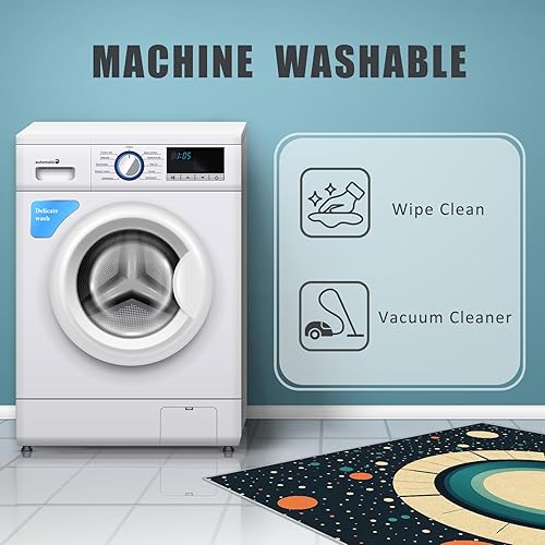 Miniatura 32 de Alfombra retro de los años 70, alfombras de área de 6 x 8 pies, patrón geométrico moderno de mediados de siglo, para sala de estar, dormitorio,