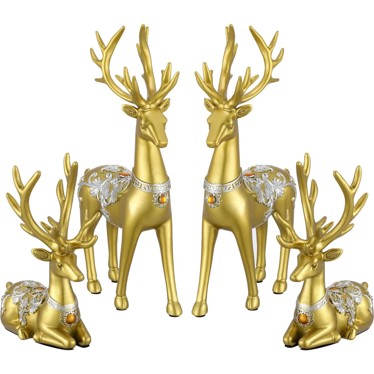 Operitacx 4 StüCk Hirsch Deko Weihnachten Gold, Rentier Figur Weihnachtsdekor FüR Eingangstisch, Wohnzimmer, Schlafzimmer, BüRo – Weihnachtsdekorationen