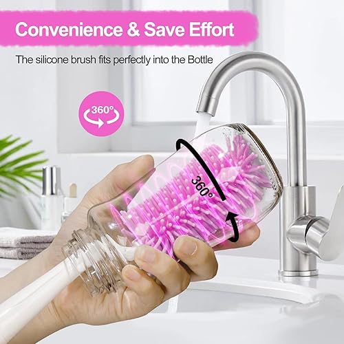 Miniatura 5 de Juego de cepillos para biberones con estante de secado, kit limpiador de biberones de viaje con cepillo para biberones, cepillo limpiador de