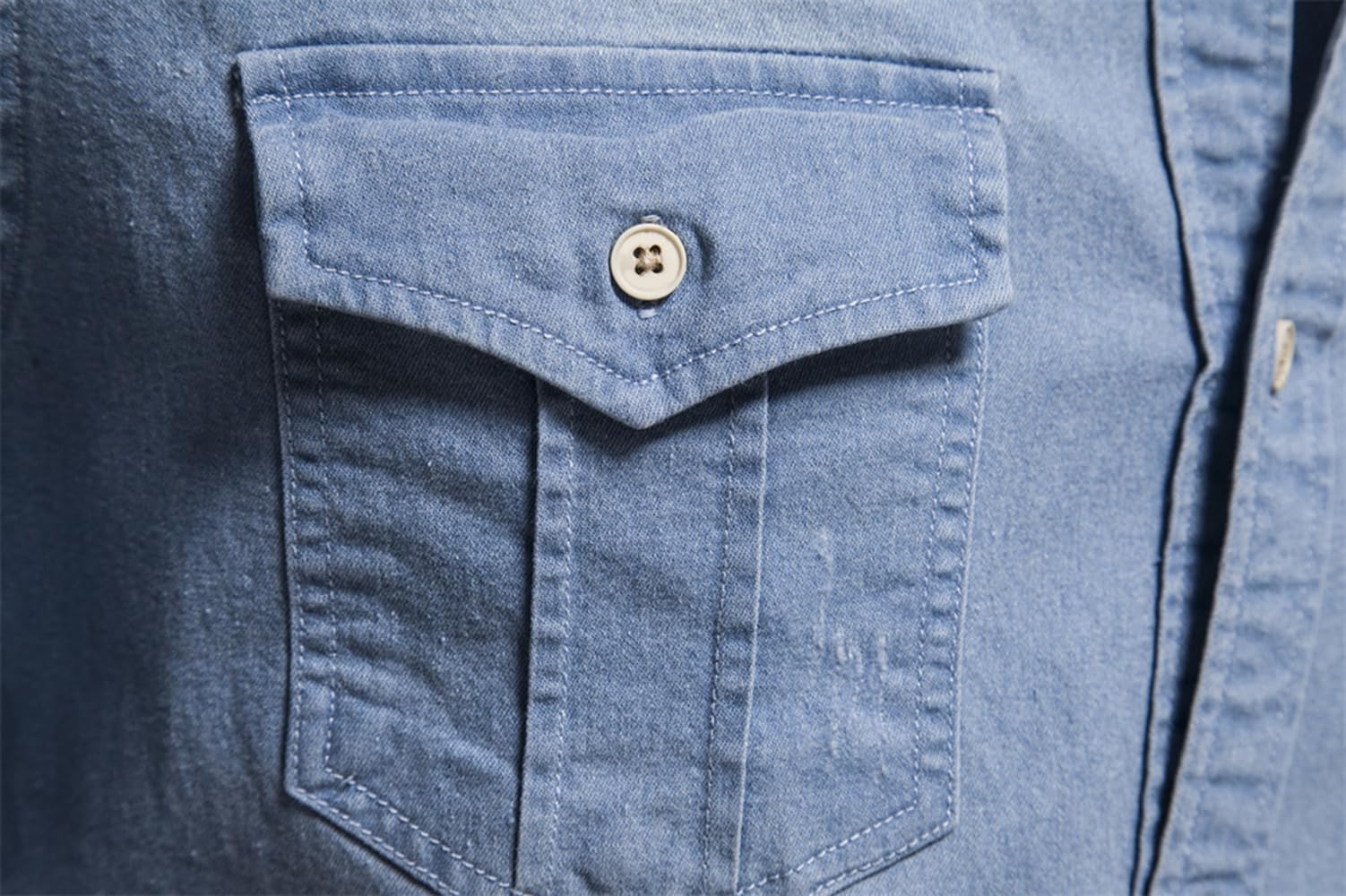 Camicia in Denim Uomo Maniche Lunghe Business Casual Shirt in Jeans Uomo Camicia