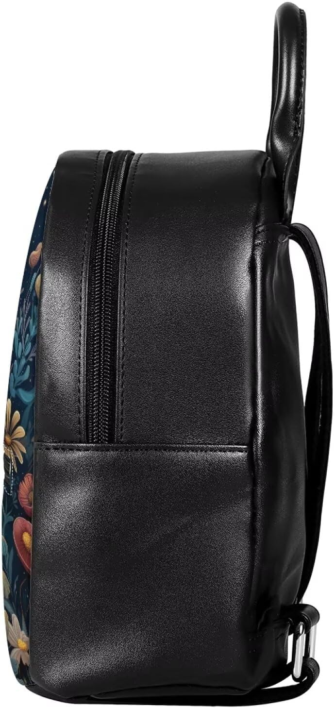 Cozeyat Goth Backpack Purse Moon Mushroom Moth Small Backpack Purse for Women Leather Travel Backpacks Ladies Shoulder Back Pack Fashion Handbag Teen Girls College Bookbag - Image 3