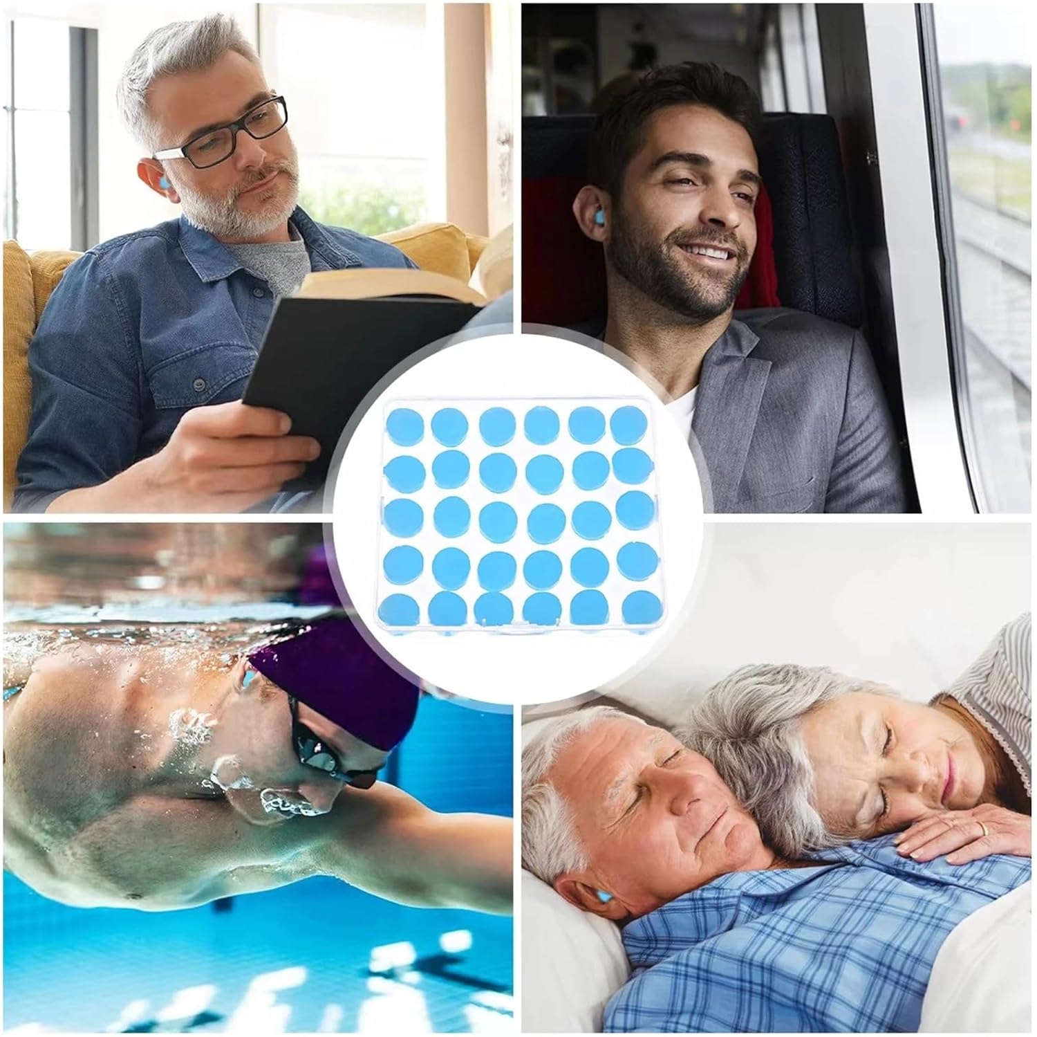Swimming Ear Plugs 180pcs Silicone Ear Plugs Reusable Earplugs for Sleeping Swimming Studying Flying Noise Reduction Flexible for Adults(White)