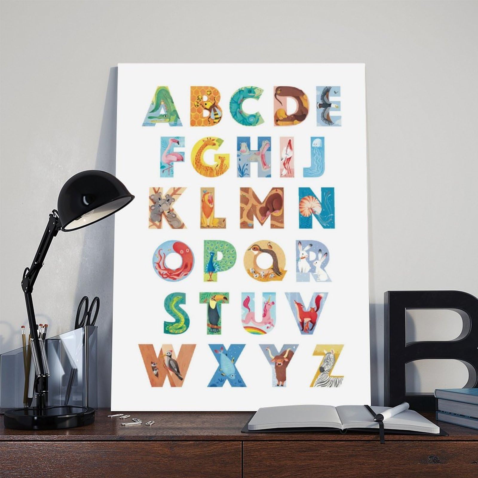 QIOTBVV Poster éducatif sur toile pour la maternelle - Décoration de chambre à coucher, bureau, chambre, cadeau - 40,6 x 61 cm (L x l)
