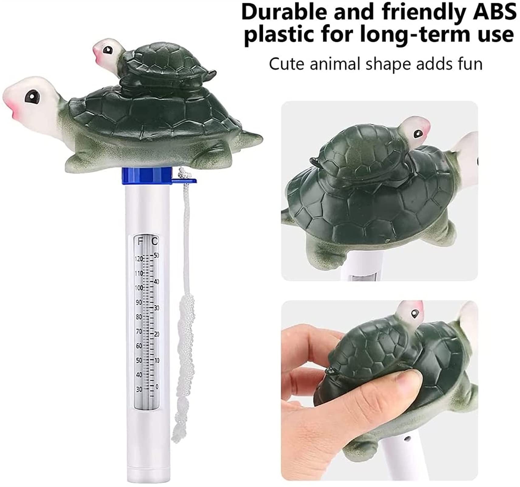 1 Stück Digital Pool Thermometer, leichte Badewanne Thermometer Wassertemperatur Meter groß für die Prüfung der Temperatur(Tortoise)