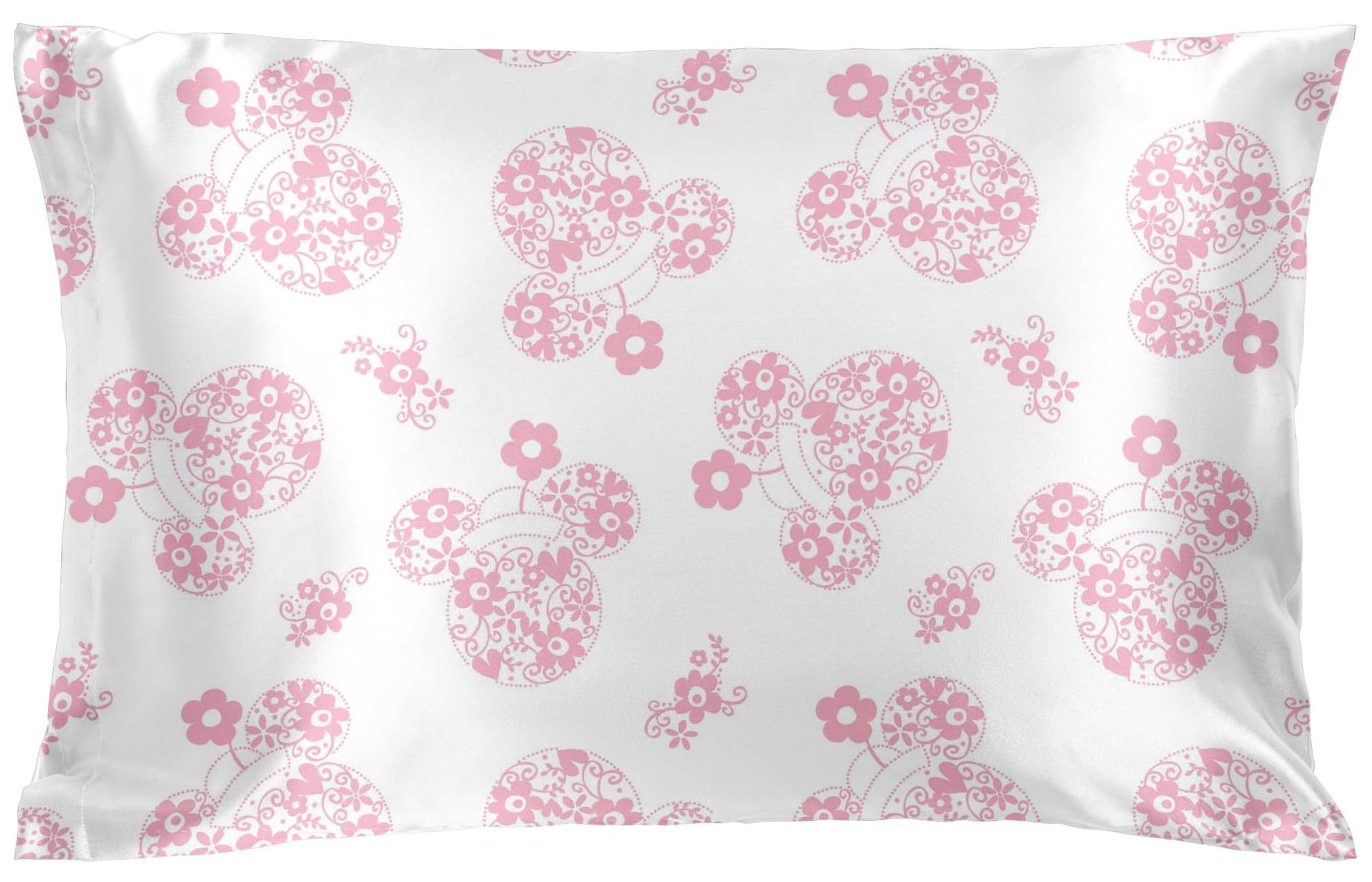 Jay Franco White - Minnie Mouse Disney Minnie Mouse Satin Pillowcase - Standard Size 50X75 Cm Silky Soft Pink Floral Premium Pillow Cover