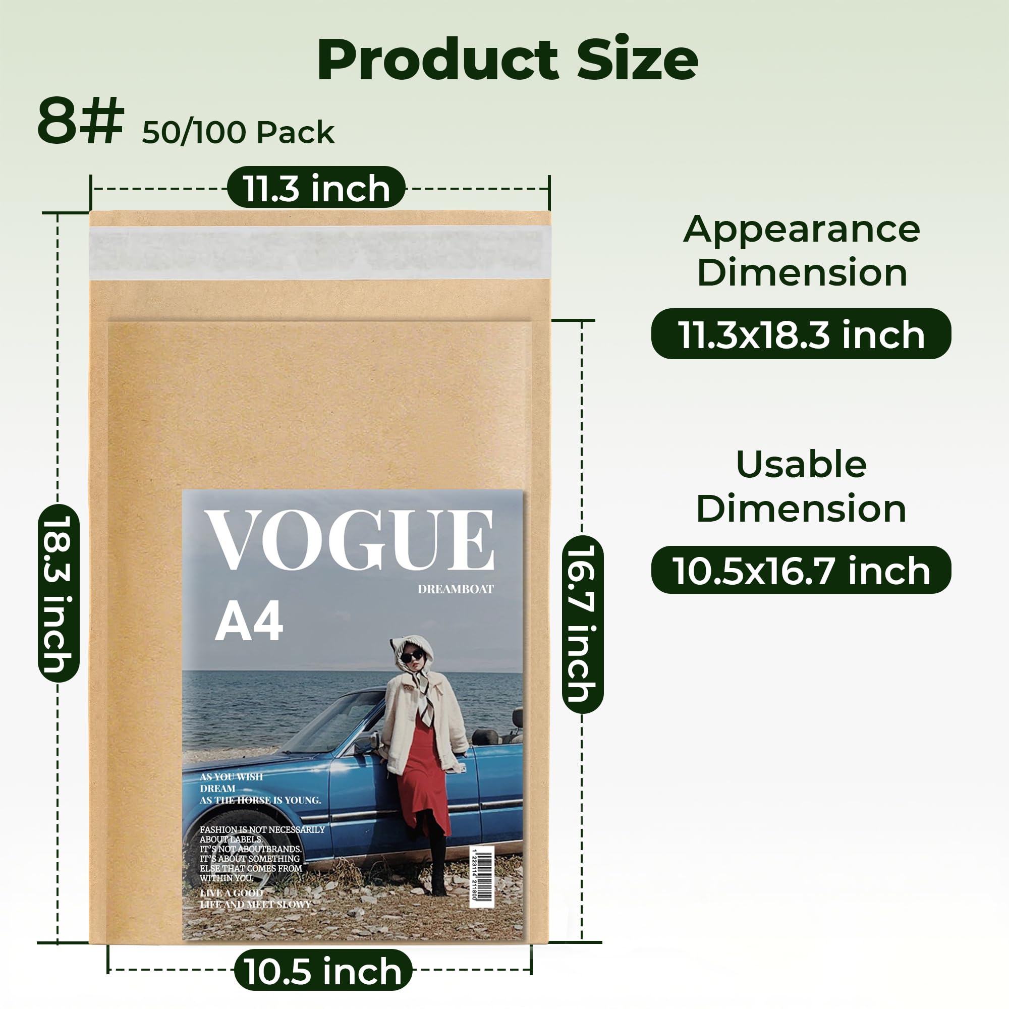 Tera Sobres Envío Acolchados Nido Abeja Papel Kraft 28,7 × 42,6 cm Pack de 100 4 Capas Adhesivo Automático Reciclable para Ropa Joyería