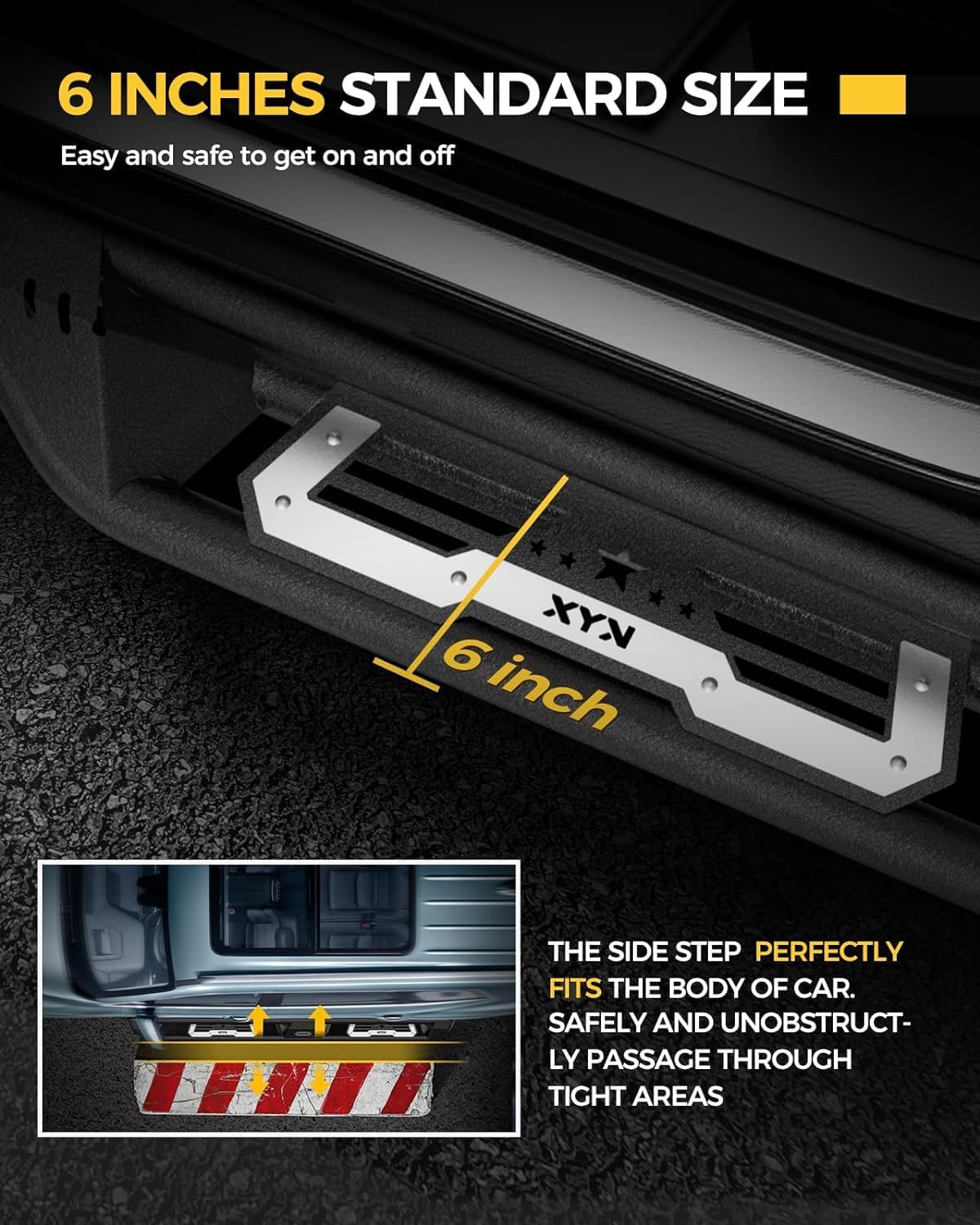 KYX Running Boards for 2007-2021 Toyota Tundra CrewMax Cab, 3 Tube Side Steps Two Stairs Design Car Door Step Rails Nerf Bar Truck Boards