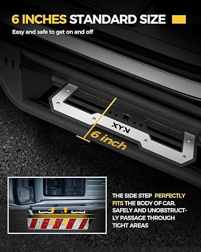 Miniatura 7 de KYX Estribos para Ram 1500, 2500, 3500 Crew Cab 2009-2018, 2019-2022, 2010-2021, 2500, 2019-2022, 2010-2021 Crew Cab - Dos escalones laterales,