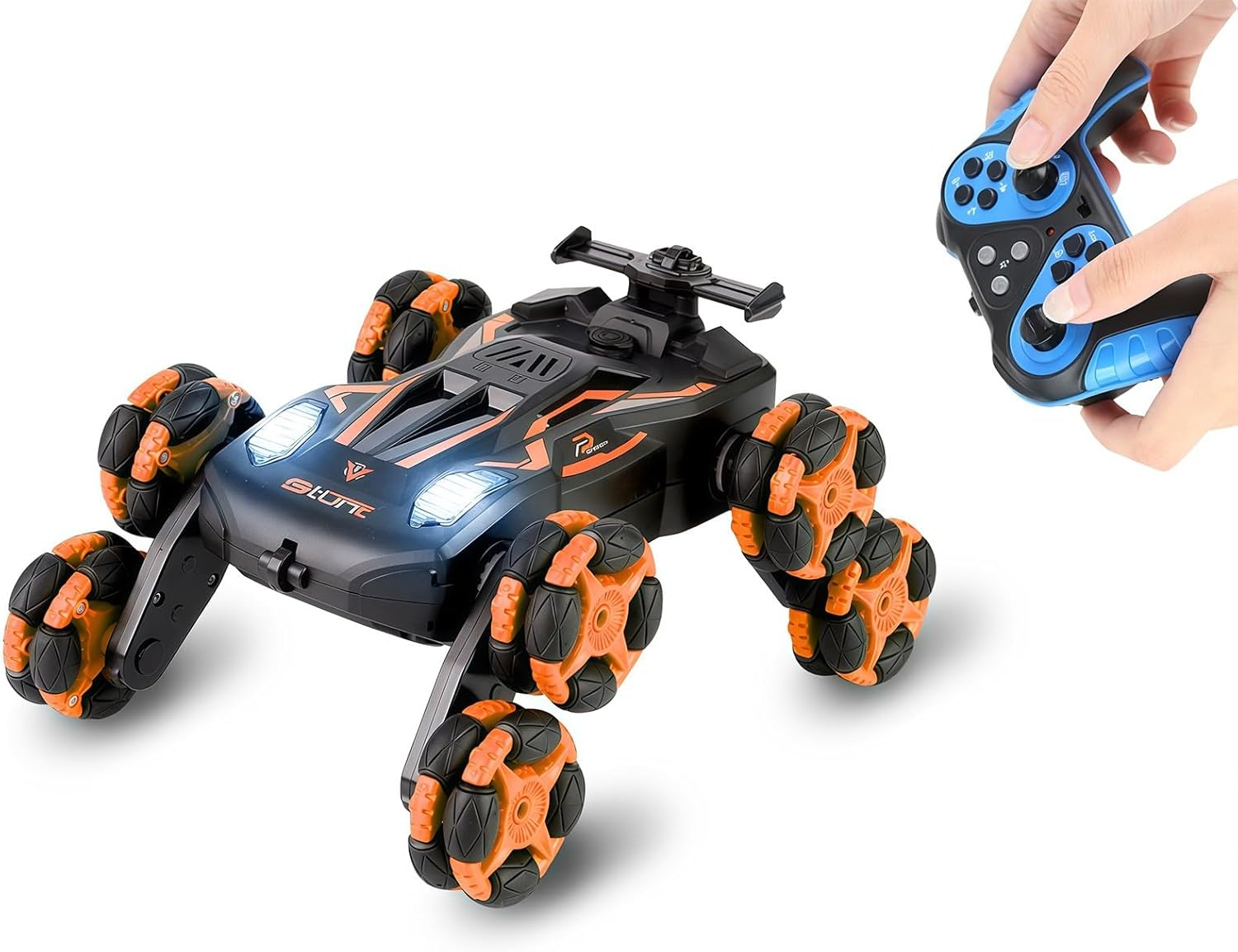 8WD Remote Control Stunt Car with Music Light Mist Spray, RC Drift Car Toys for Kids 6+, 2.4GHz Remote, Double Sided Driving, 360° Spins, Off-Road Stunt Vehicle, Birthday Gifts for Boys Girls