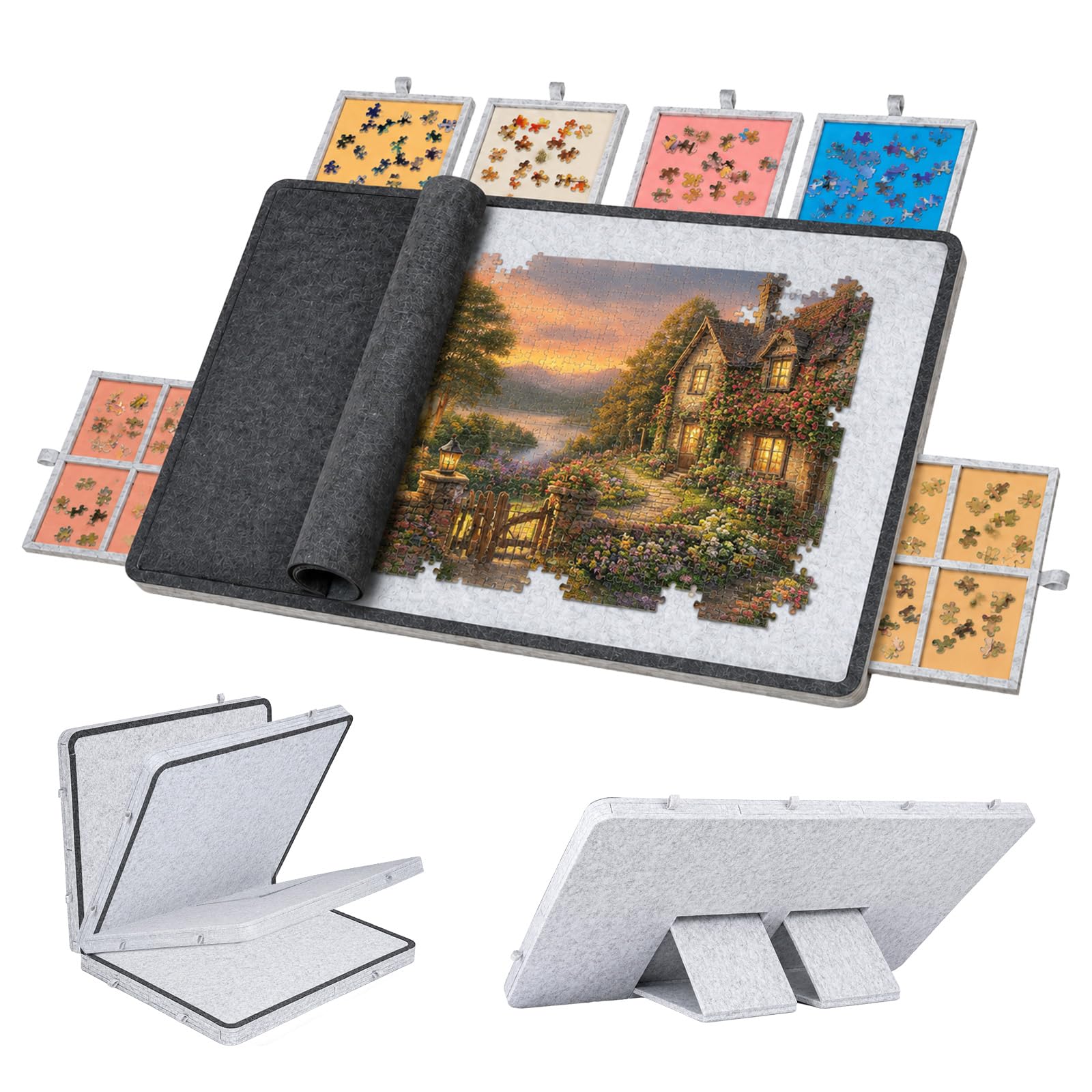 GreenWhim 1500 Piece Tilting Jigsaw Puzzle Board with 6 Sorting Drawers