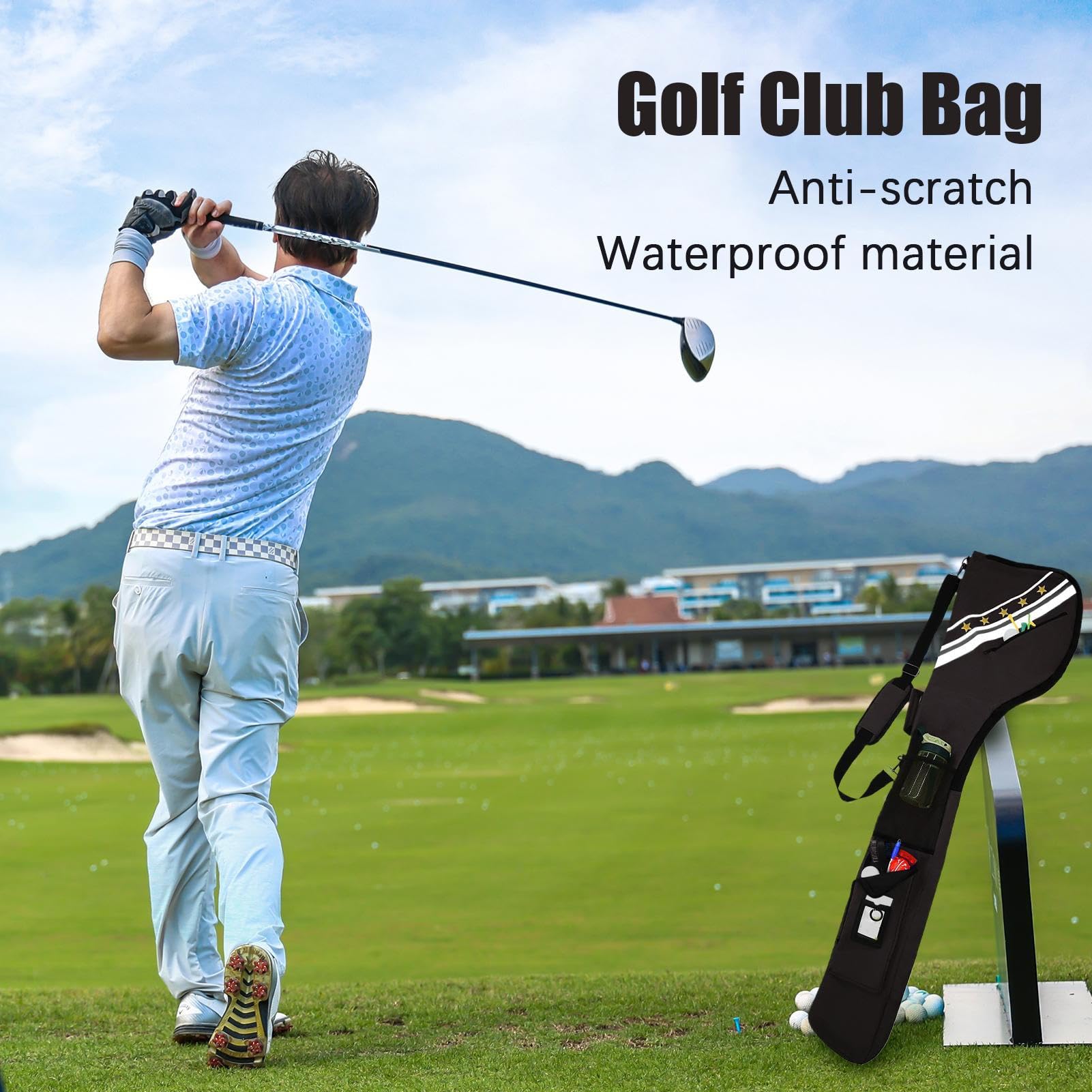 torba golfowa, na kije, 7-10 kijów z materiałem nylonowym, trwała torba sportowa, trening, przenośny na pole golfowe do użytku zewnętrznego
