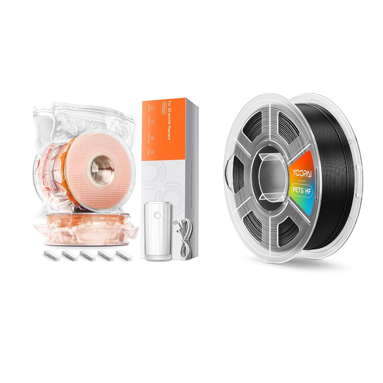 Filament Storage Bags with Auto Pump 20Pcs with High Speed PETG Filament Black