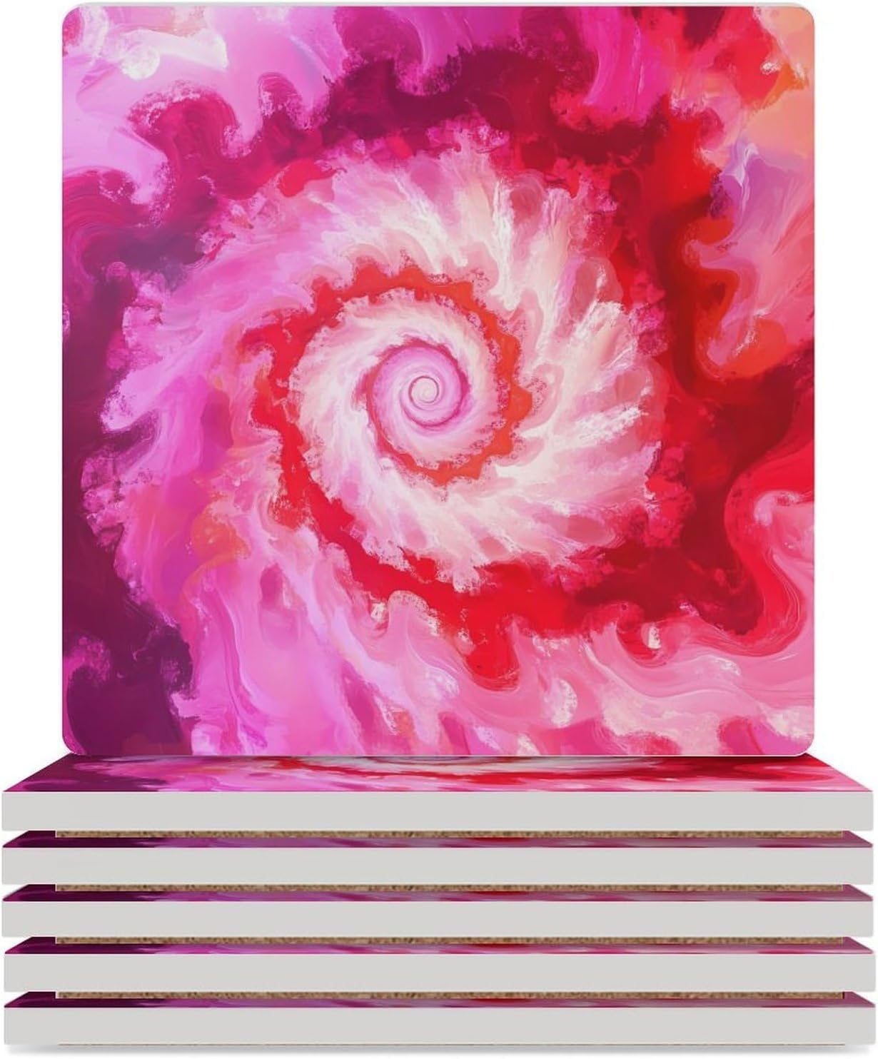 Tie-Dye Spiral Ceramic Coasters Square Drinks Coaster Coffee Table Decor Table Coaster for Home Bar