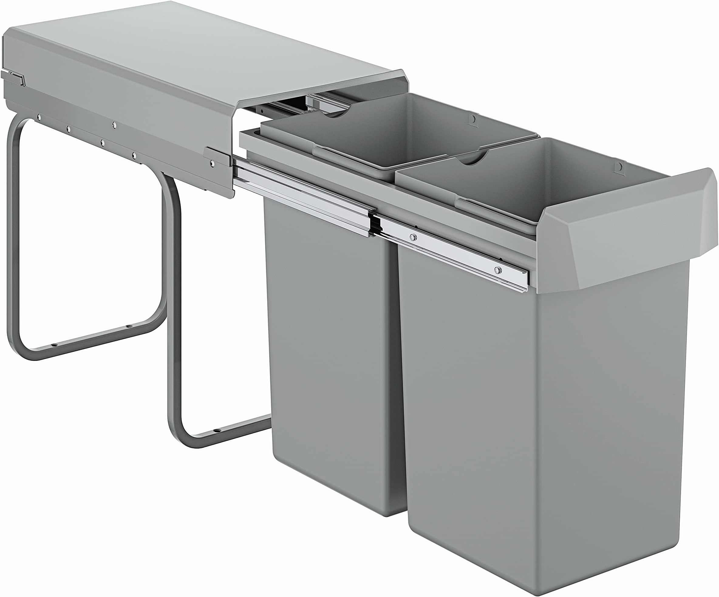 GROHE Kitchen Waste System - 2 Bins (15L Each), Telescopic Action, Floor Mounted for Cabinets 30 cm or Wider, Fits with Blue Home and Red M and L-Size Water Systems, 40855000