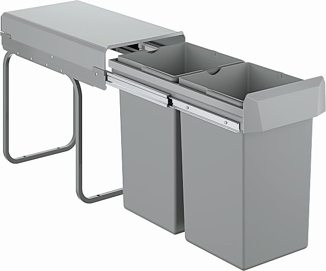 GROHE Waste Bin Kitchen Under Counter, Pull Out 2 x 15 Litre Recycling Separation Containers 41 H x 26 W x 45 D