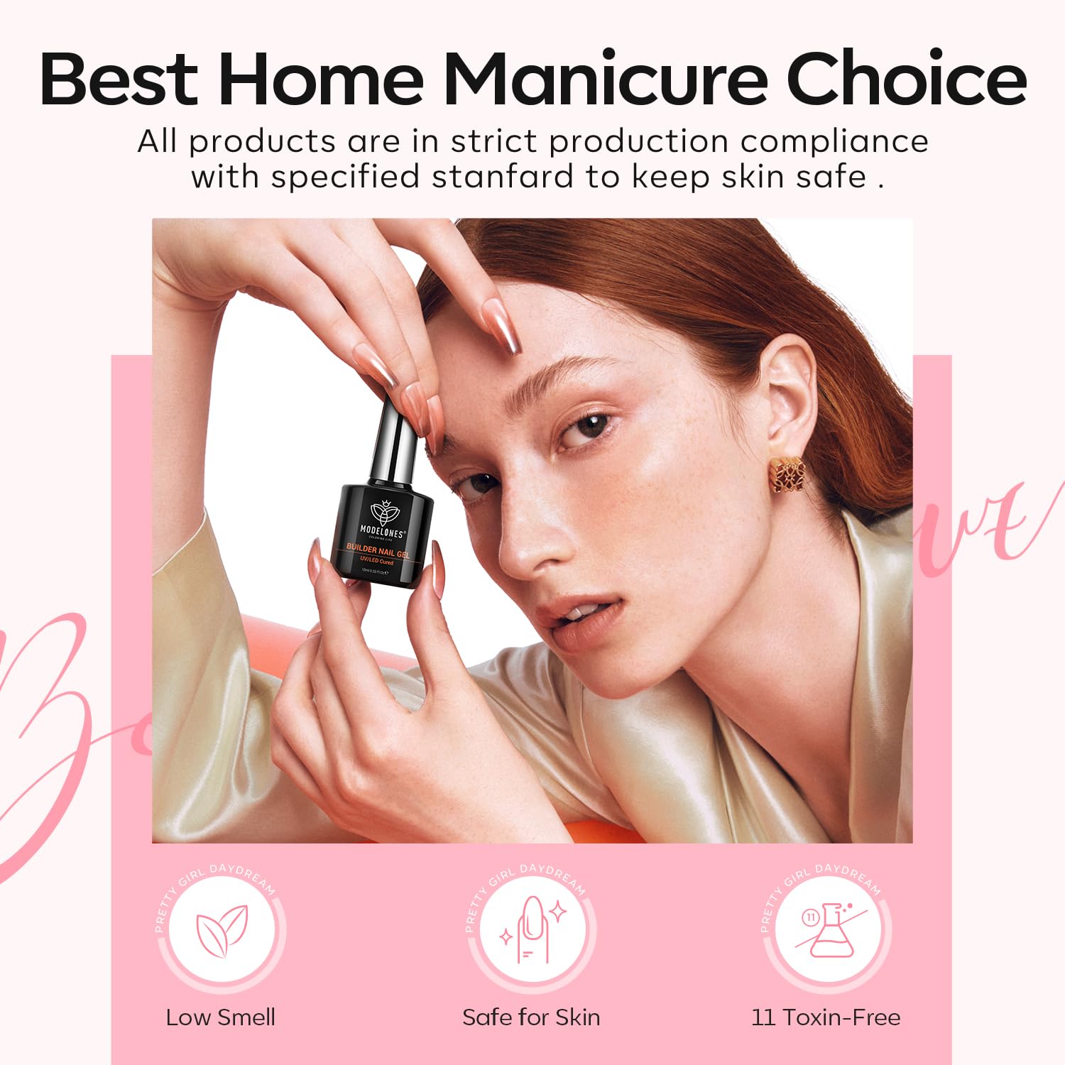 modelones Builder Nail Gel, 2 Pcs Cover Nude and Rose Pink Gel Builder for Thickening Apex Building 8-in-One Rubber Color Base Polish Strengthener Extension LED Lamp Cured 10 ml DIY Home Salon - Image 8