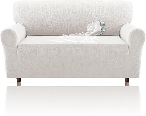 Miniatura 9 de H.VERSAILTEX Funda de sofá jacquard con protector de muebles de asiento impermeable, 1 pieza, funda elástica con parte inferior elástica para niños,