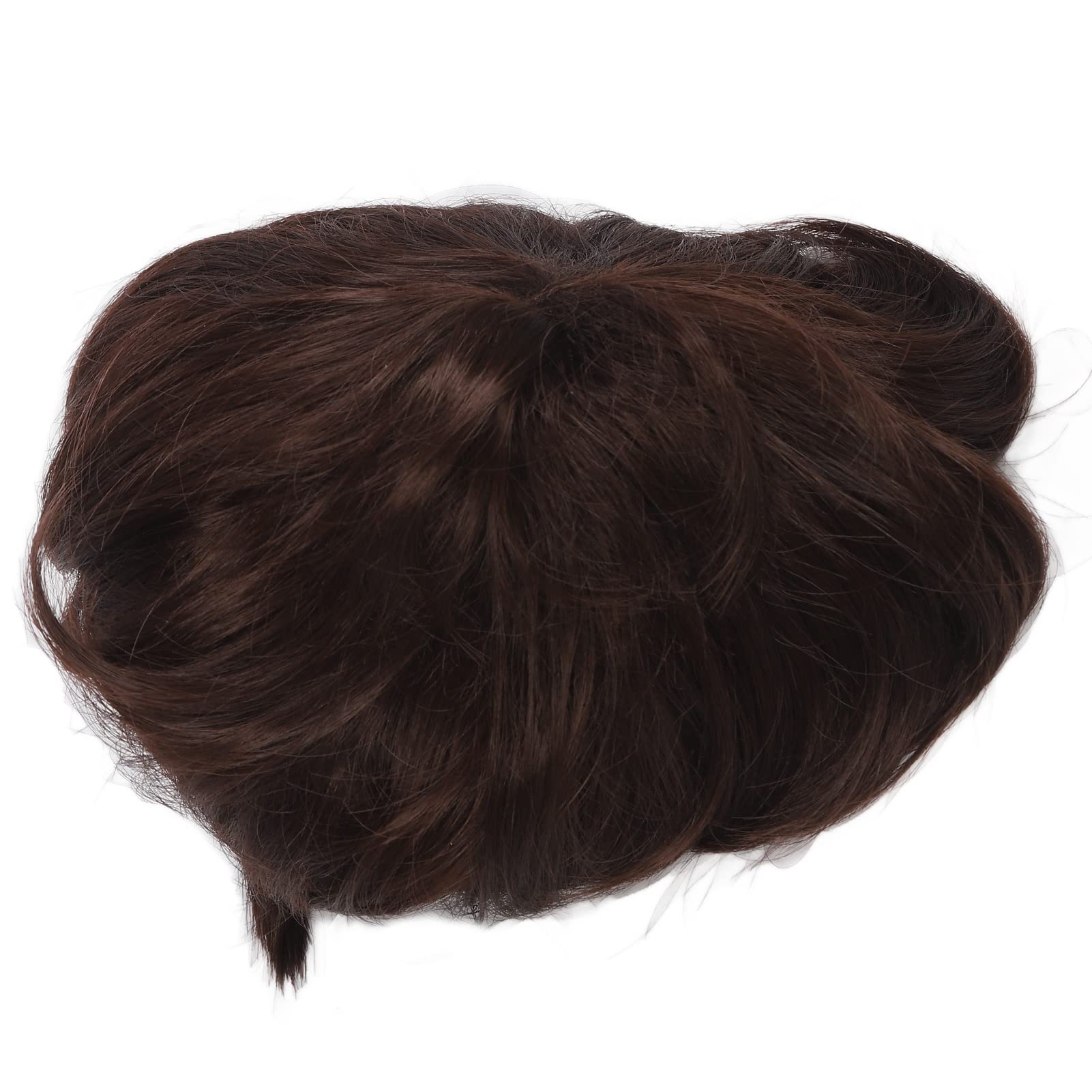 Perruque Courte Bouclée Garçon pour Garçon Texture Moelleuse Cheveux Synthétiques Courts Bouclés pour Enfant Brun foncé