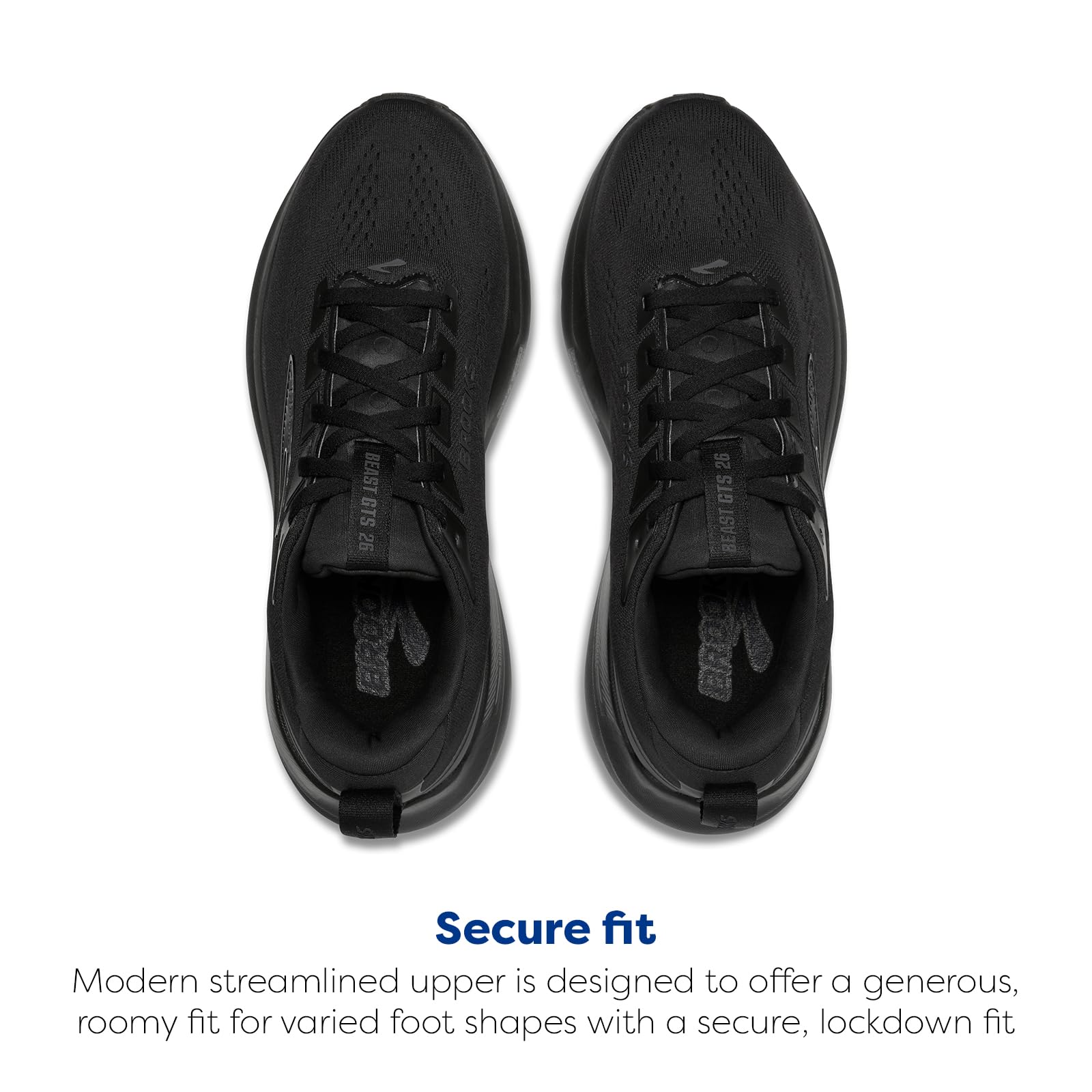 Brooks Beast GTS 26 Stützender Lauf- und Walkingschuh für Herren, Schwarz/Schwarz/Grau, 13 X-Wide