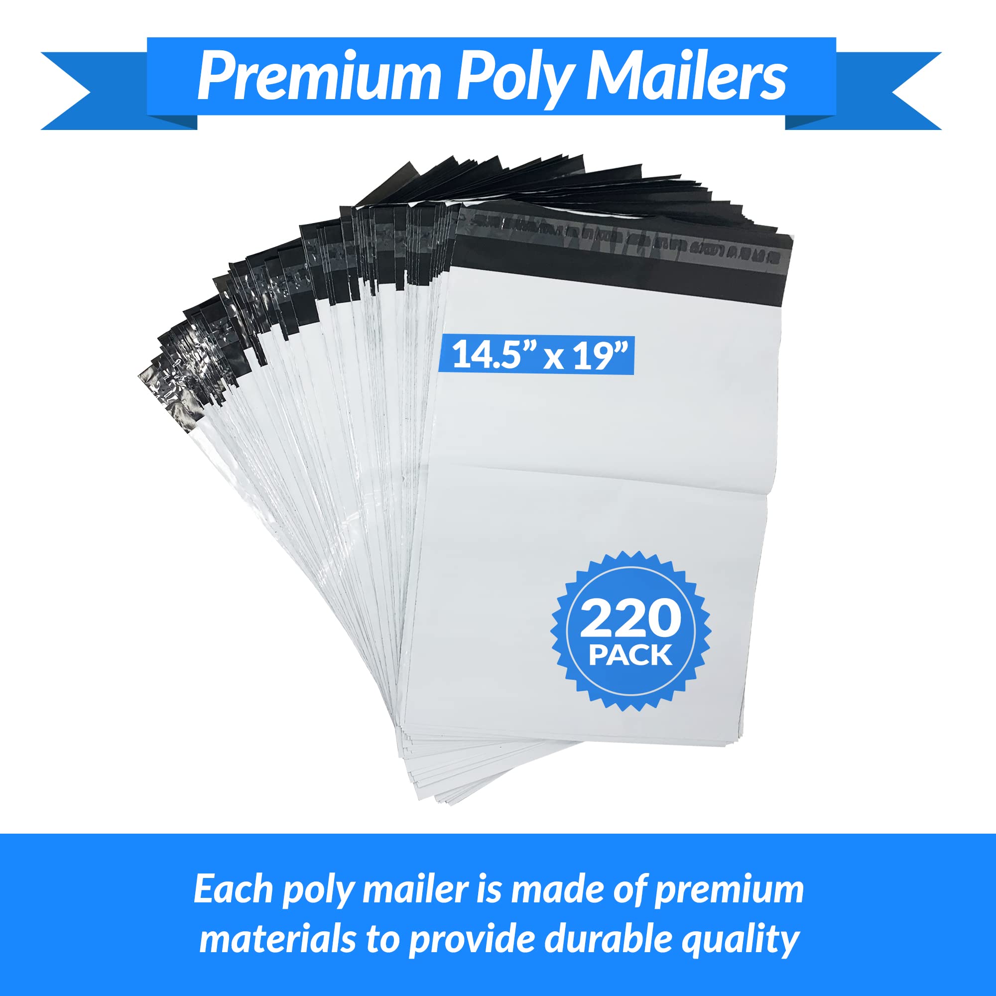Enveloppes d'expédition en polyéthylène 14,5 x 19 cm – 220 cspk – Blanc