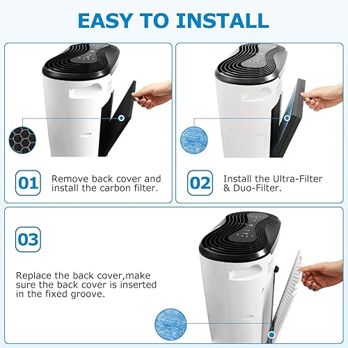 Miniatura 6 de iSingo Filtro de repuesto AirMax8L compatible con el purificador de aire Okaysou AirMax8L, filtro de carbono 3 en 1 azul y 2 en 1 con doble filtro