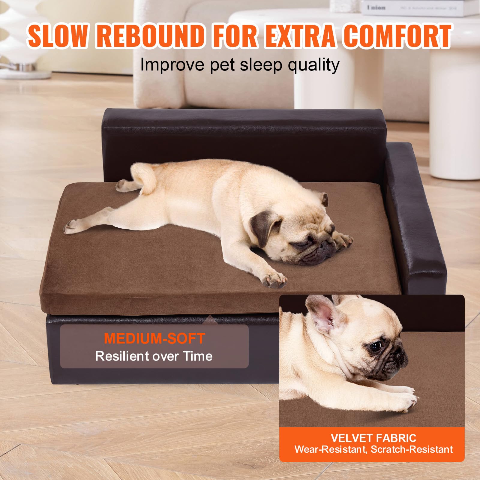 VEVOR Canapé pour animaux de compagnie, canapé-lit pour chiens et chats, cuir souple, capacité 50 kg