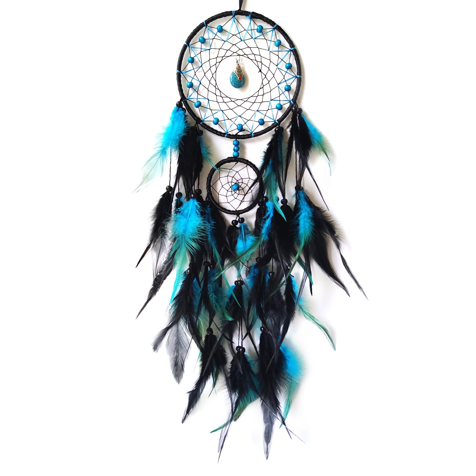 SOYUZU Black and Blue Feather Dream Catcher for Bedroom, Dream Catcher ...