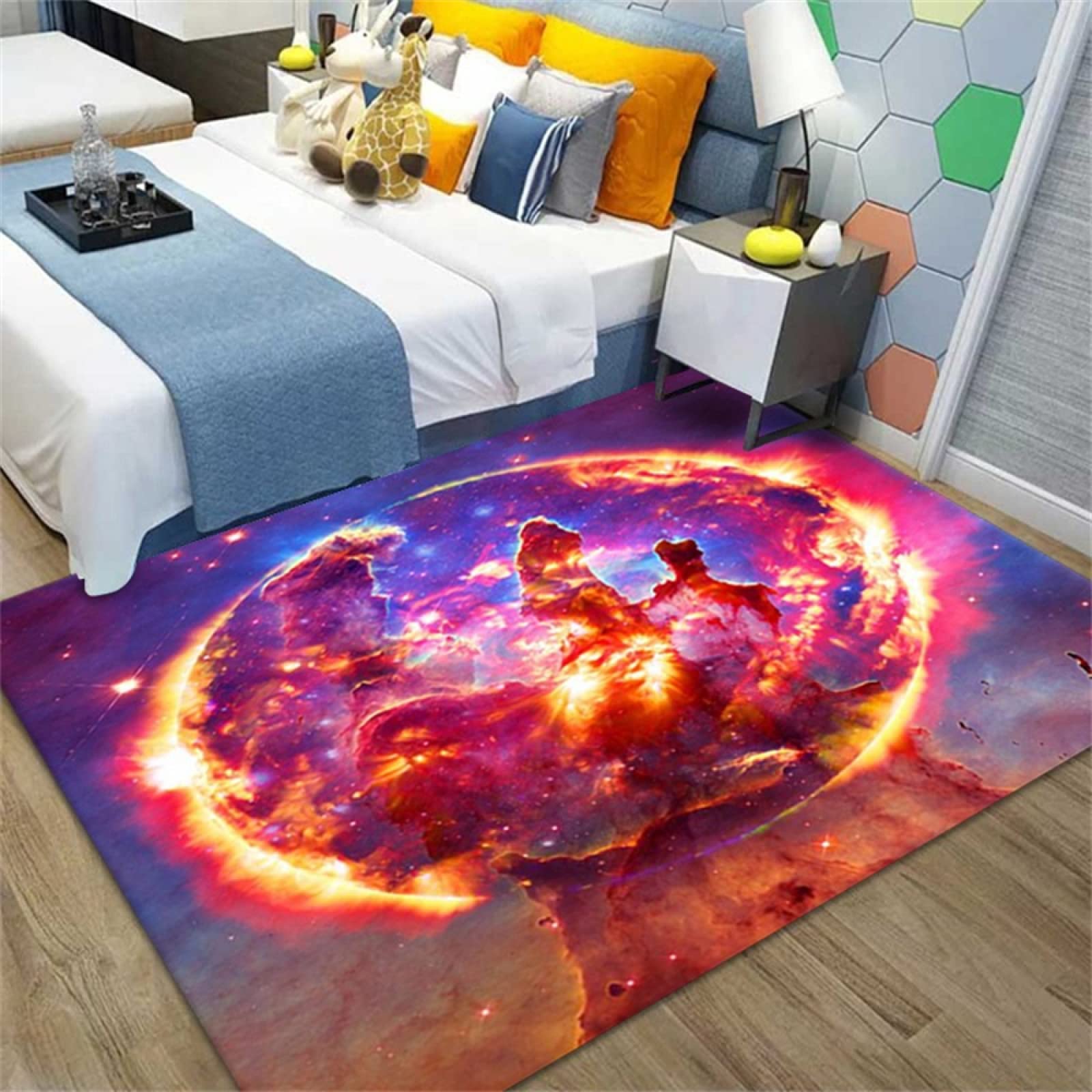 Tapis bébé 60x90cm décoration chambre adulte ou enfant motif espace planète
