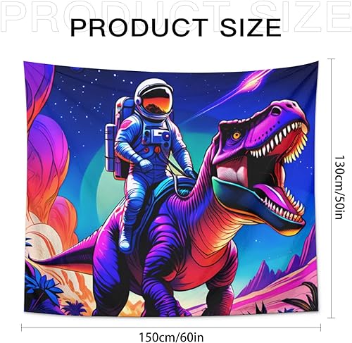 Miniatura 8 de Dogtesl Tapiz de luz negra, tapiz de dinosaurios de astronauta espacial, reactivo a los rayos UV, universo de galaxia, extraterrestre que brilla en