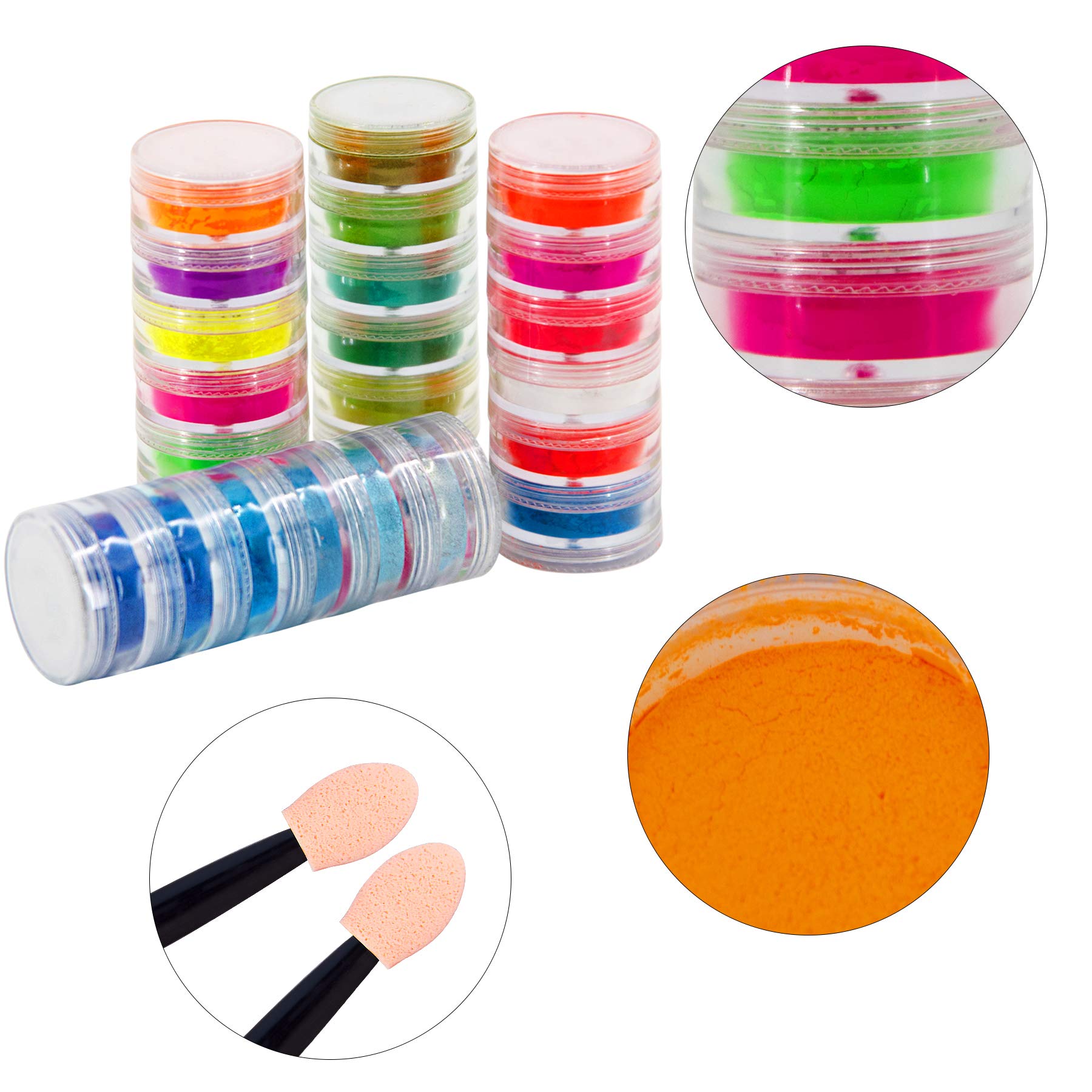 Duufin 24 Colori Pigmenti in Polvere per Unghie Polvere Neon Unghie per Nail Art Unghie Decoración