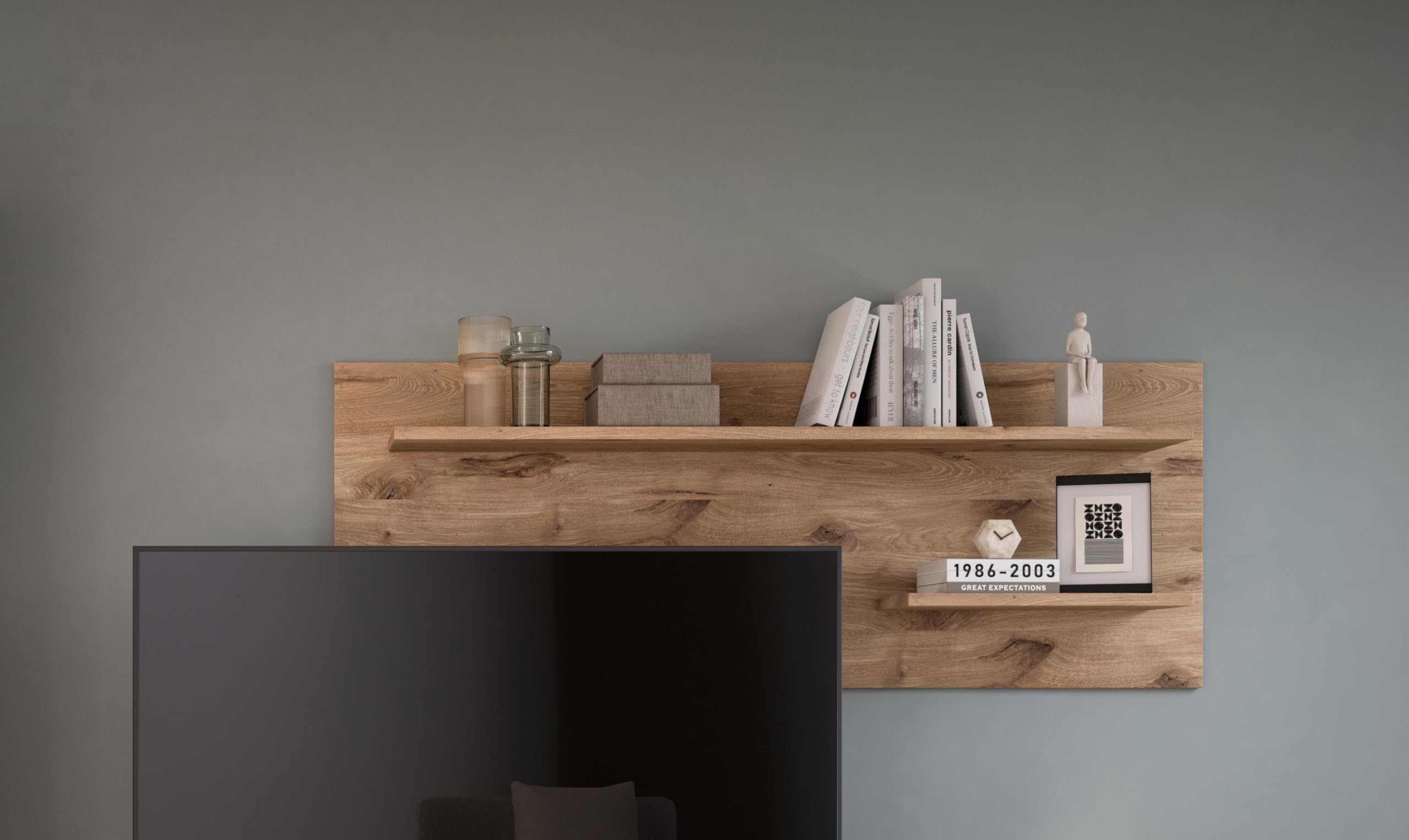 xonox.home Wohnen Woody X4LB9T52 Wandboard Wandregal Regal in Nox Oak Nb., ca. 160x60x20 cm