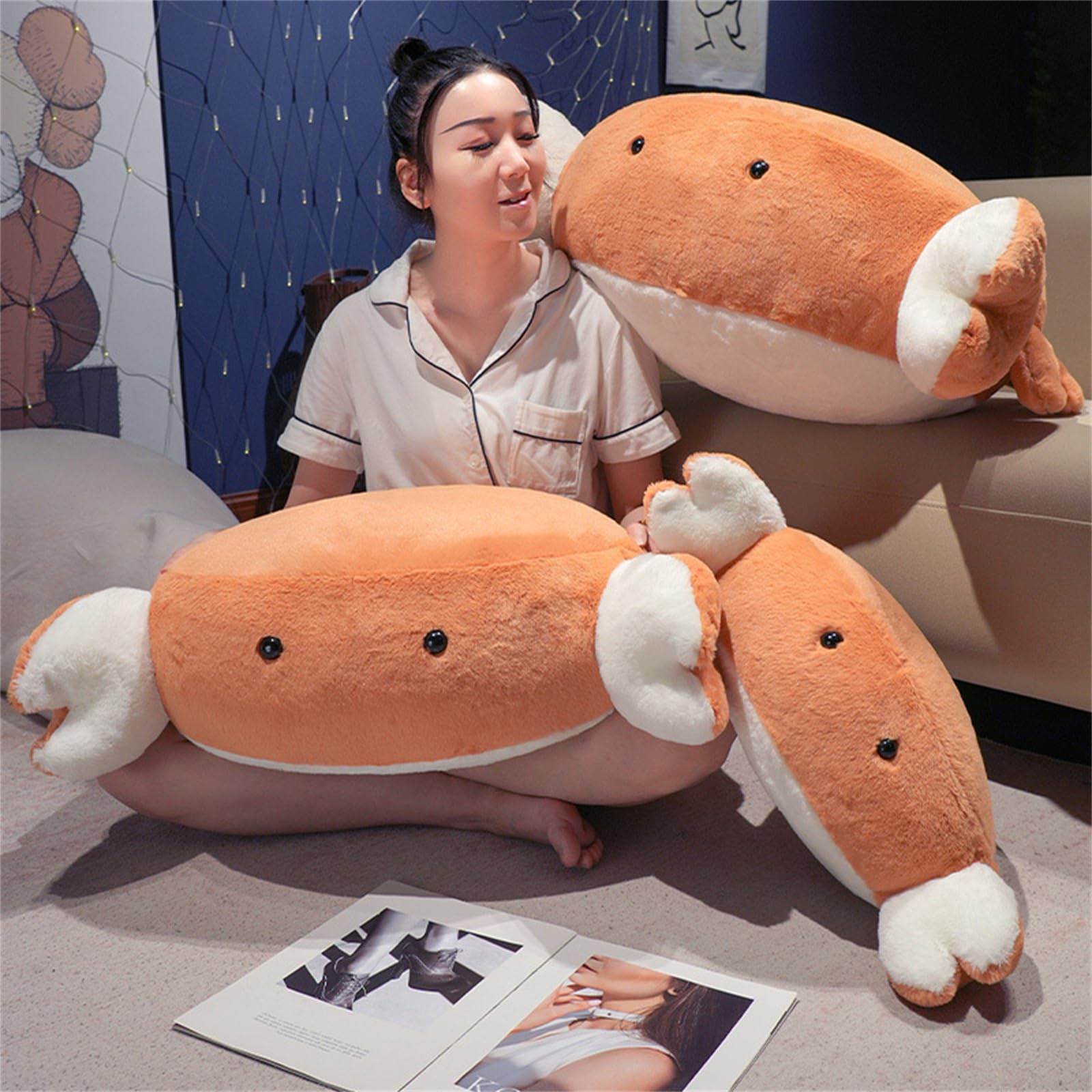 Kuscheltier Krabbe, Meerestier PlüSchtier PlüSch Spielzeug, Xxlsuper Soft Kissen, Realistisches Tierspielzeugkissen, Meeresfigur Geschenk FüR MäDchen Jungen (85cm,pangxie)