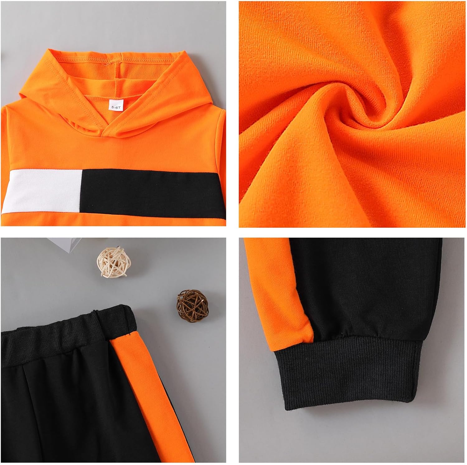 Toddler Boy Clothes Long Sleeve Hoodie Sweatsuits Tops and Pants Boys Fall Winter Color Block Outfits Set 5-12 Years - Image 7