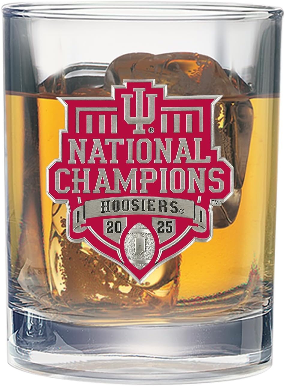 2025-26 Indiana Hoosiers National Championship Football Double Old Fashion | Double Rocks Glass 14 OZ for Liquor | Expertly Crafted Pewter Glass