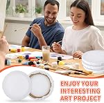 JMIATRY 10PCS Toiles rondes pour la peinture 8 Inch, Conseils de Toile Circulaire 16mm Épaisseur, Panneaux de toile de cercle vierge, Pré-stretché, Coton, Toile blanche pour huile, acrylique, Gouache, Artisanat